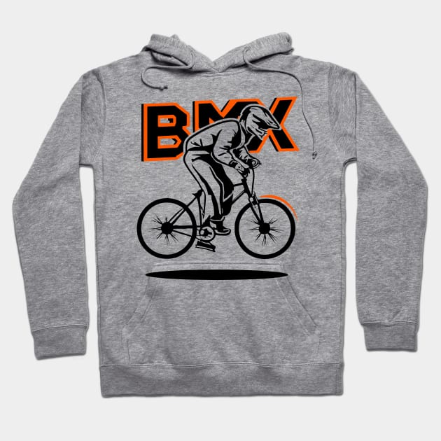 BMX Rider Silhouette for Men Women Kids and Bike Riders Hoodie by Vermilion Seas